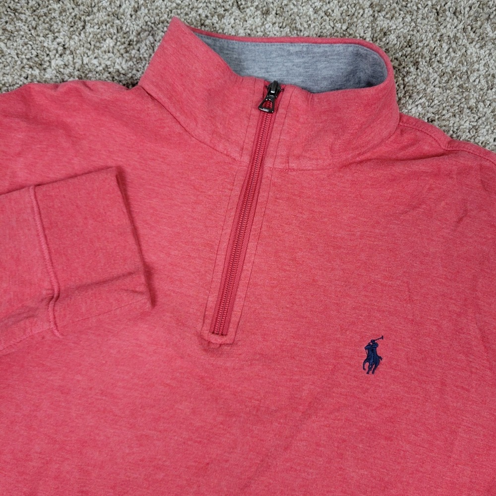 Polo Ralph Lauren Mens Large Solid Red Pony Performance Stretch Quarter Zip